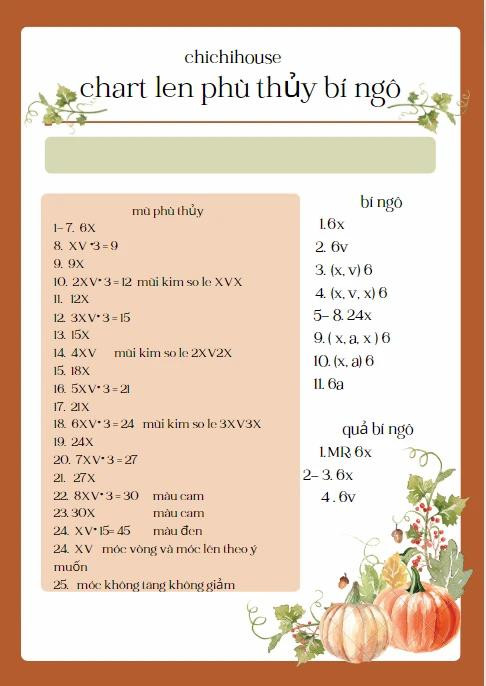 chart móc len phù thủy bí ngô.