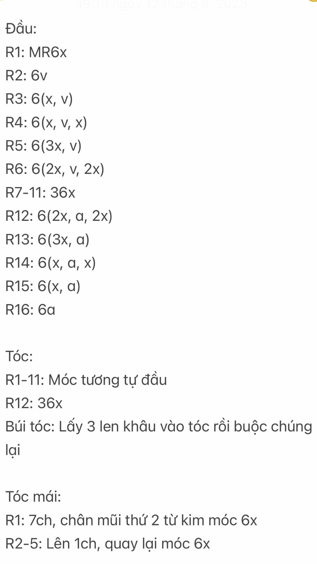 chart móc len potato girl