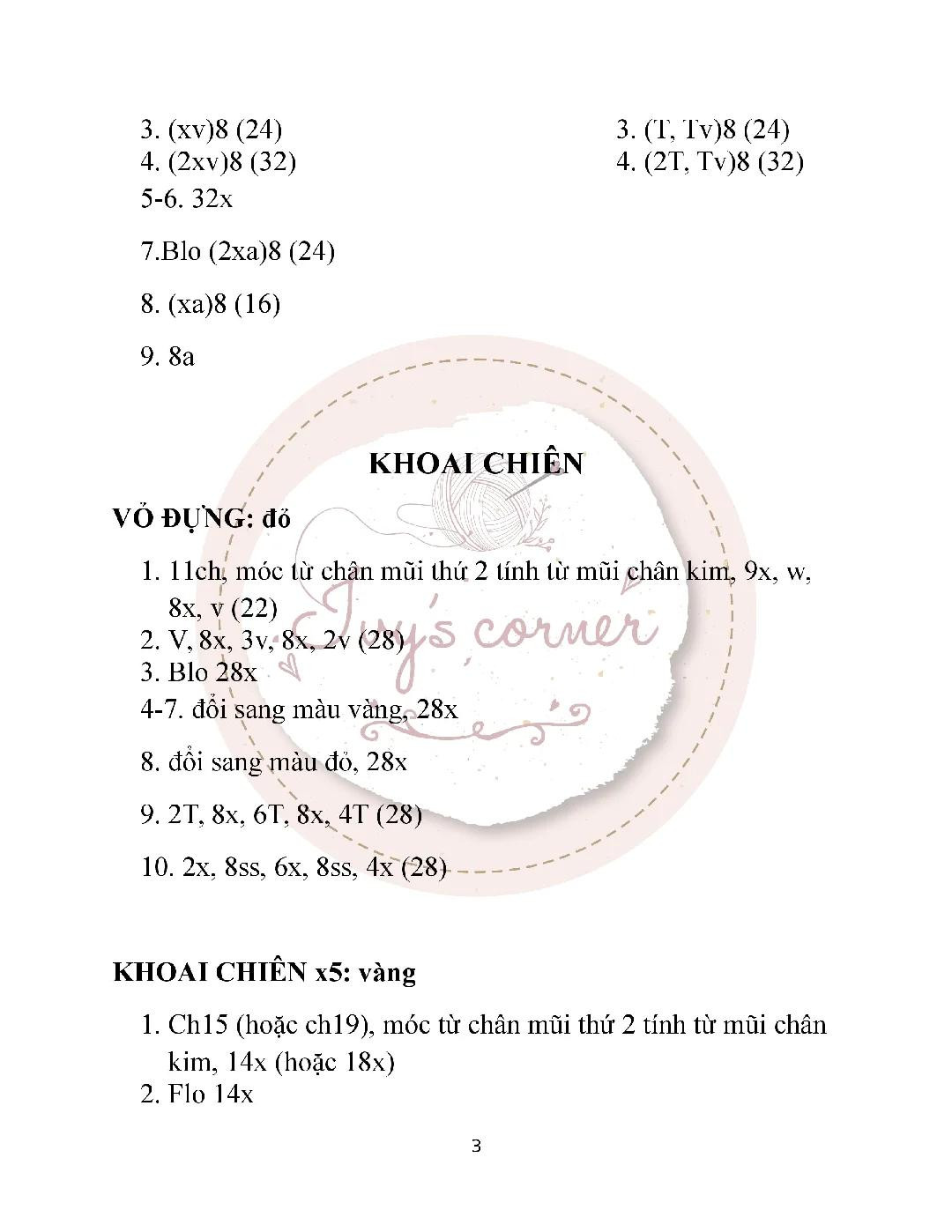 chart móc len thỏ burger và khoai chiên