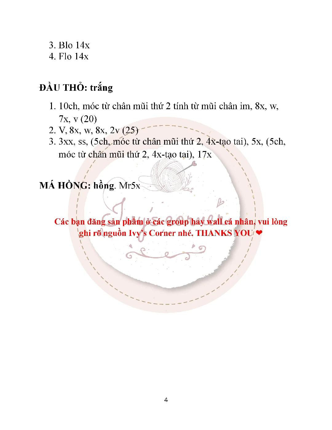 chart móc len thỏ burger và khoai chiên