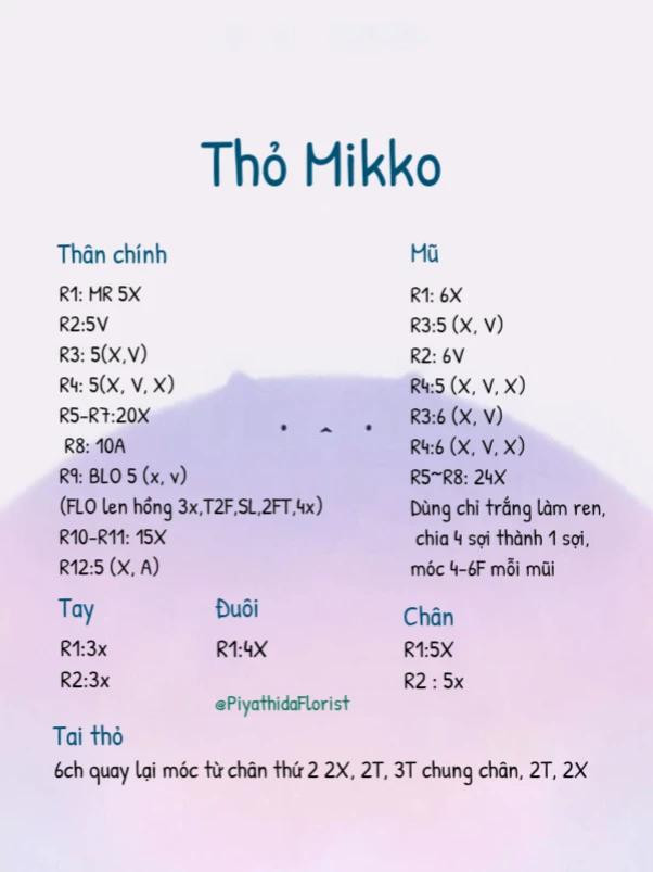 chart móc len thỏ mikko