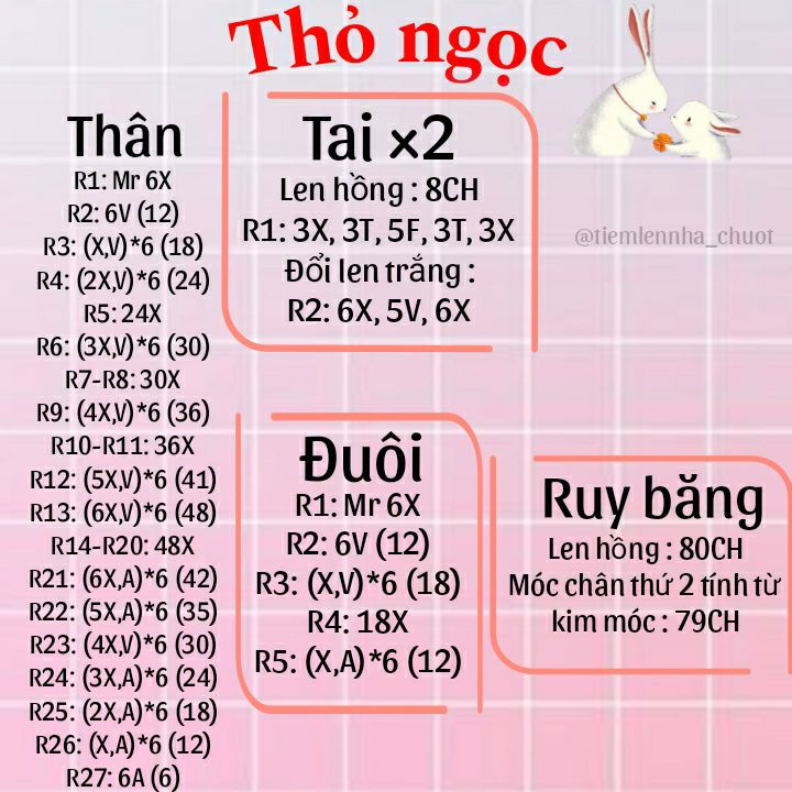 chart móc len thỏ ngọc