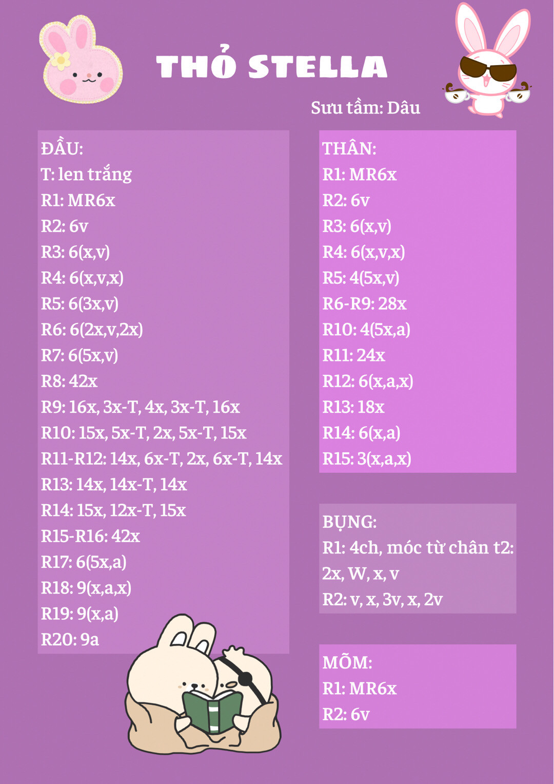 chart móc len thỏ stella