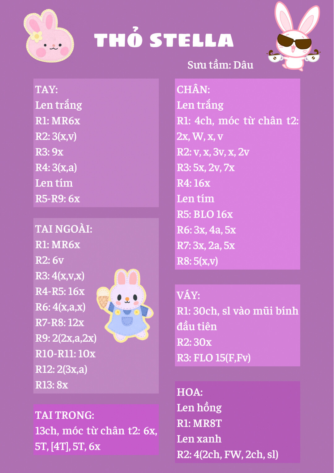 chart móc len thỏ stella