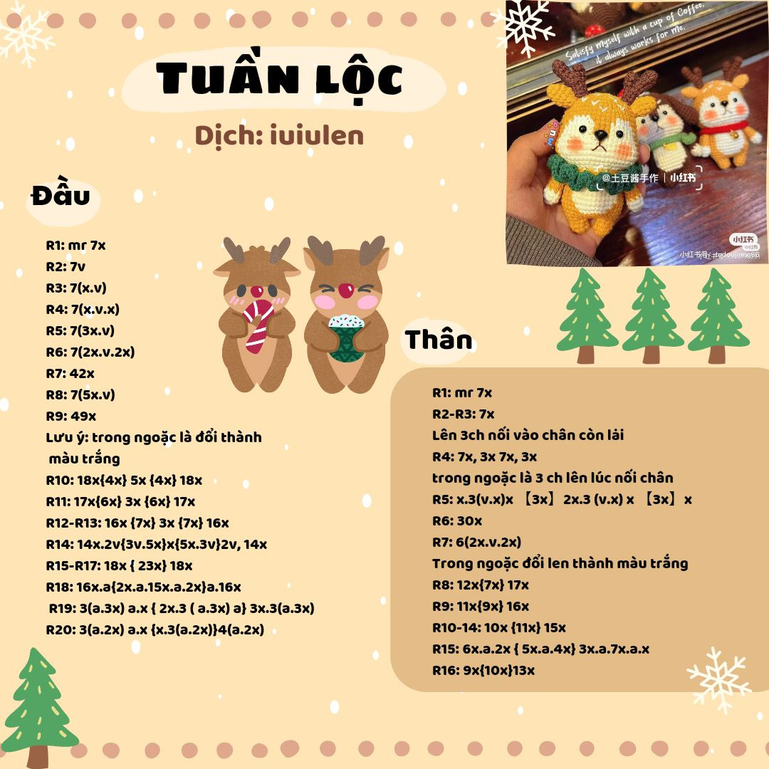 chart móc len tuần lộc