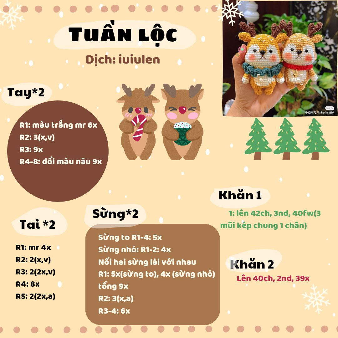 chart móc len tuần lộc