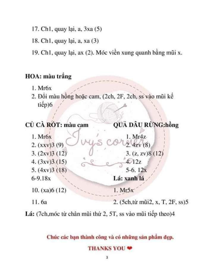 chart móc len túi tai thỏ