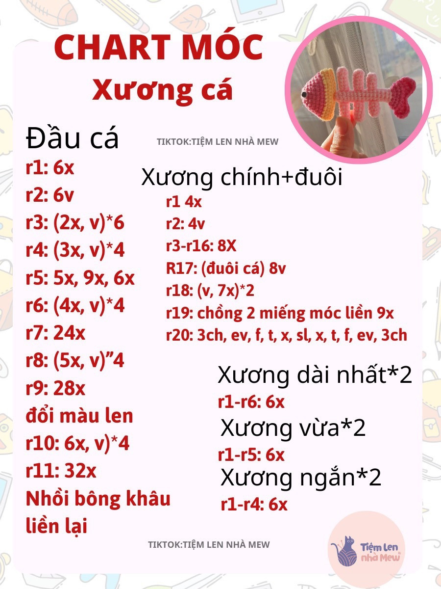 chart móc len xương cá