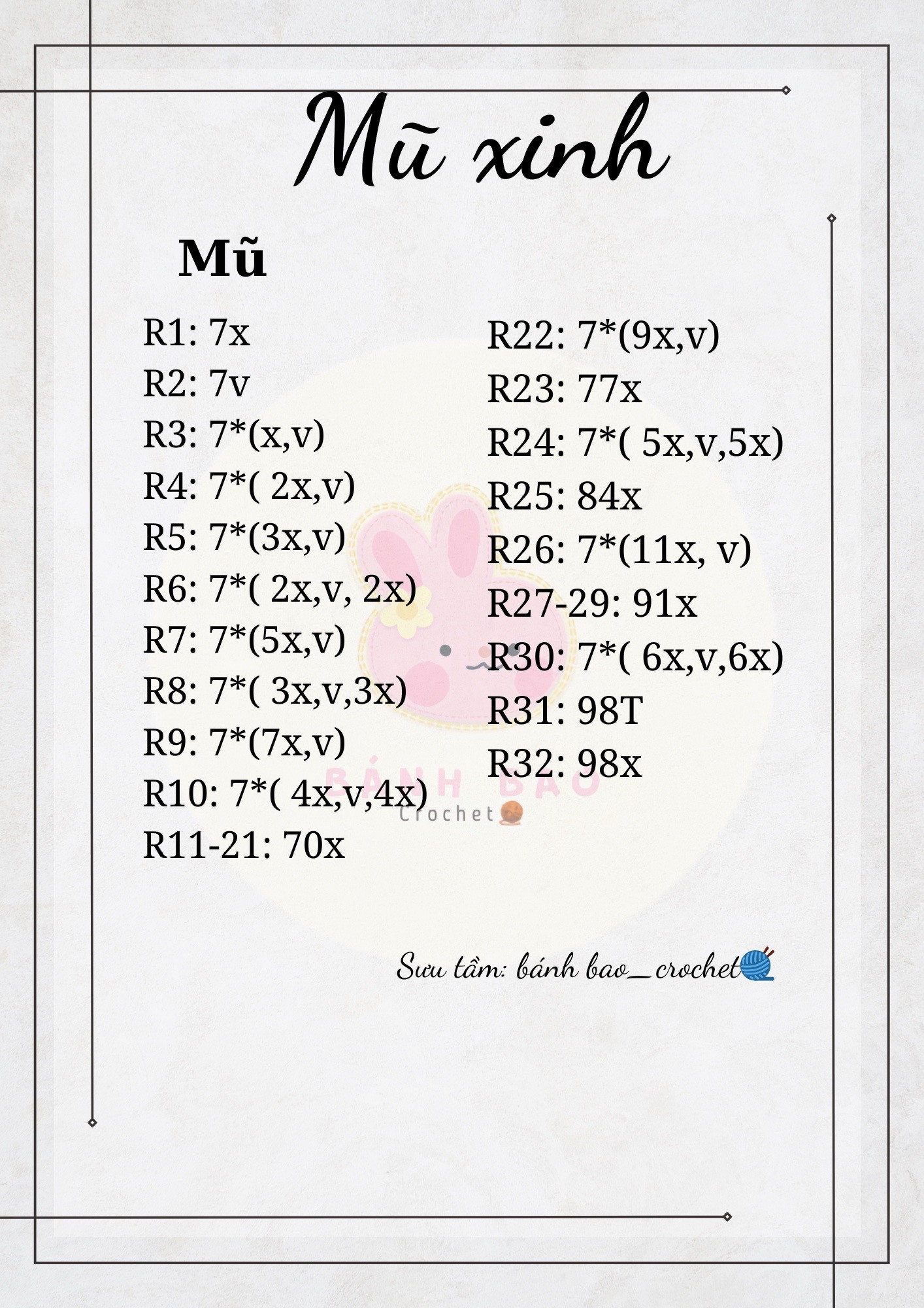 chart móc mũ xinh