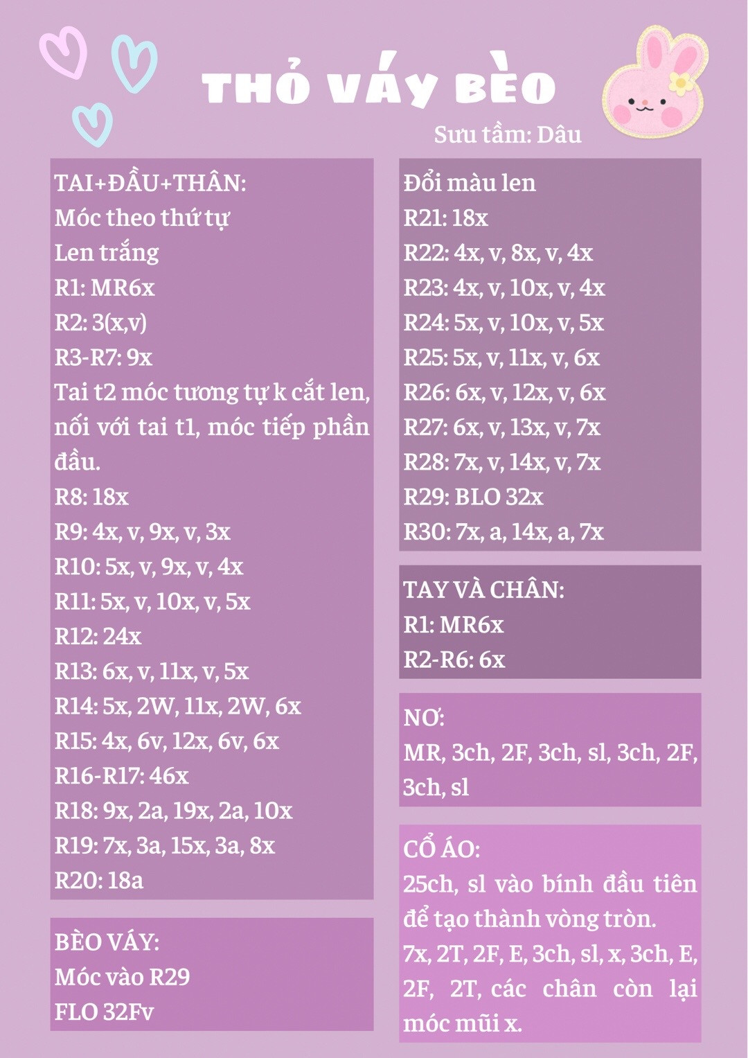 chart móc thỏ váy bèo