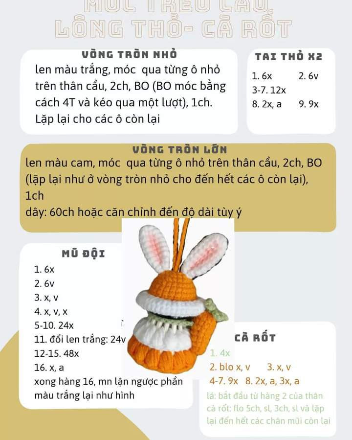 chart móc treo cầu lông thỏ carrot