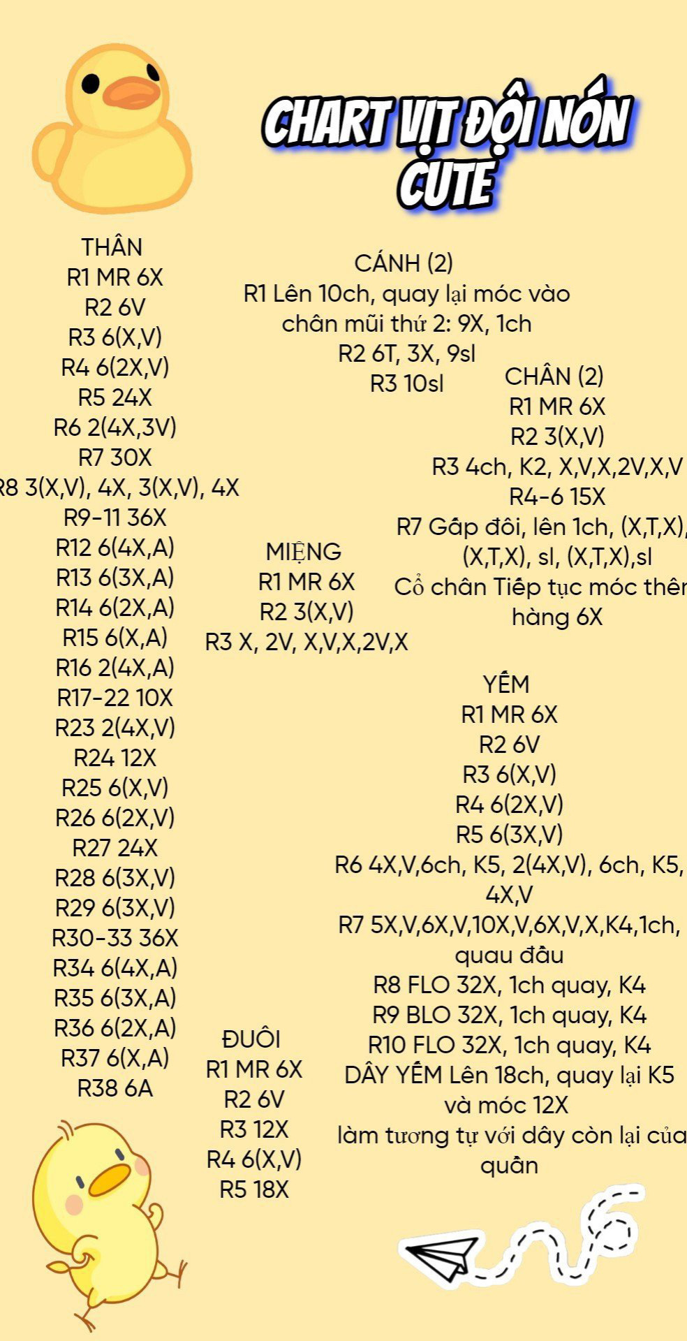 chart móc vịt đội nón cute