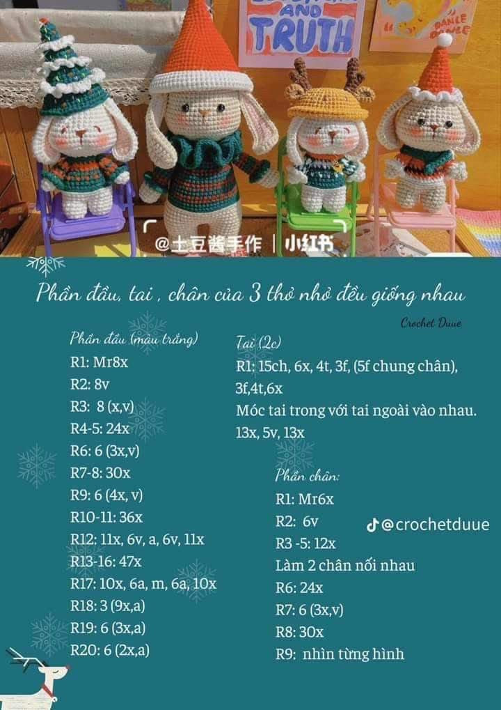 chart thỏ đội mũ noel