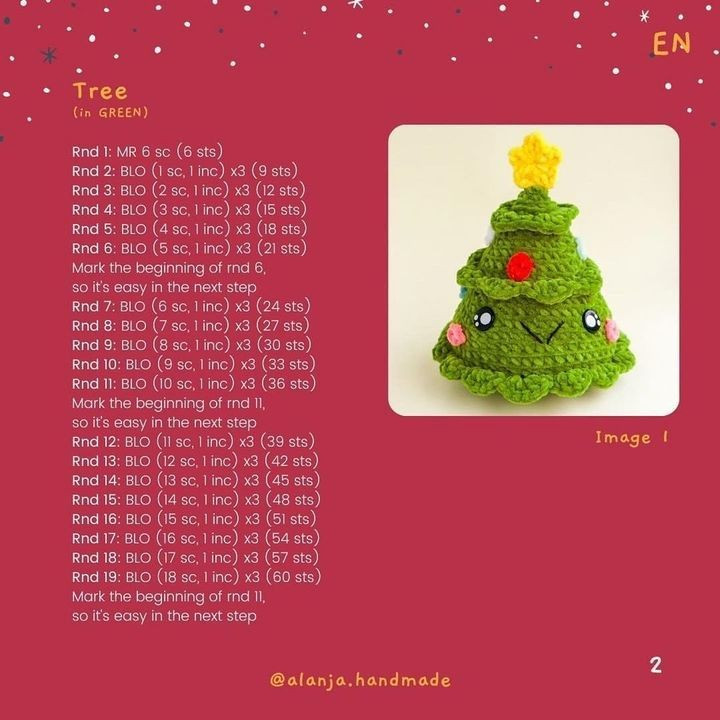 Christmas tree crochet pattern with star on top