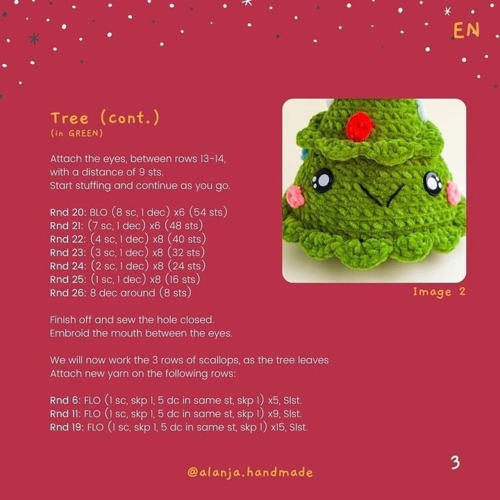 Christmas tree crochet pattern with star on top