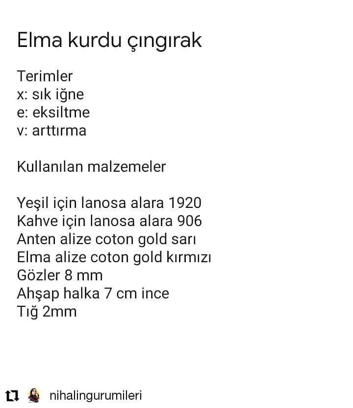 Çıngıraklı yılan, mavi solucan, beyaz gözler, sarı antenler için tığ işi tığ işi modeli.