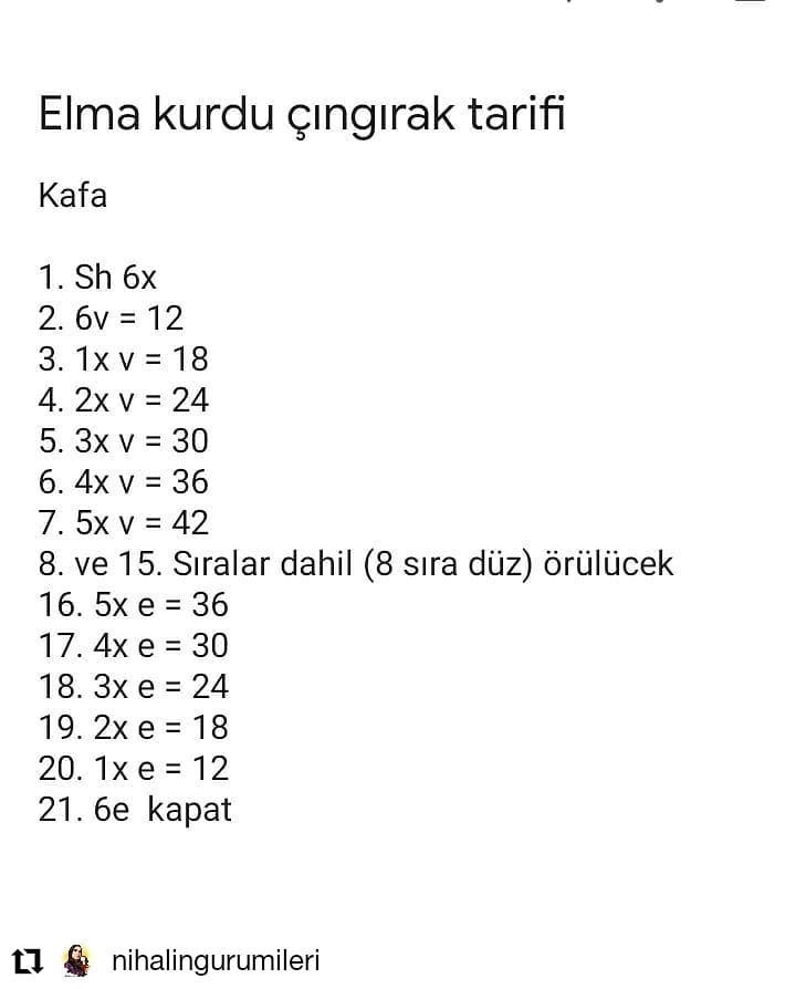 Çıngıraklı yılan, mavi solucan, beyaz gözler, sarı antenler için tığ işi tığ işi modeli.