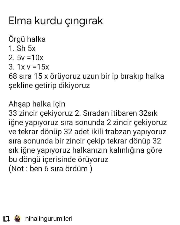 Çıngıraklı yılan, mavi solucan, beyaz gözler, sarı antenler için tığ işi tığ işi modeli.