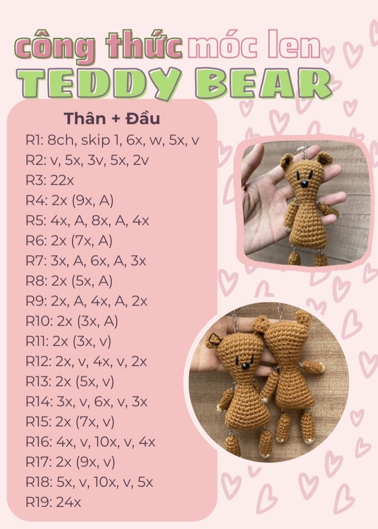 công thức móc len teddy bear