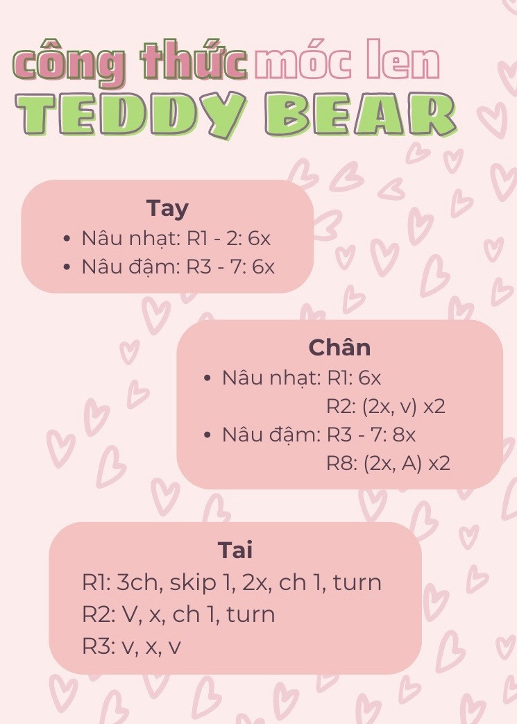 công thức móc len teddy bear