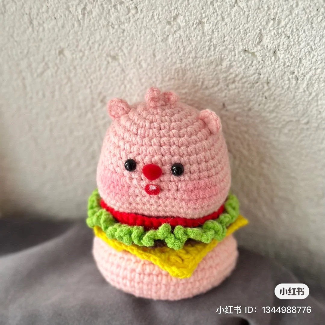 Crazy Burger pink pig crochet pattern