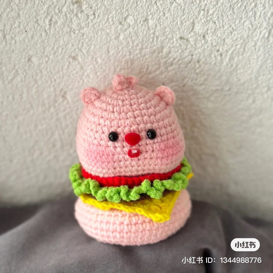 Crazy Burger pink pig crochet pattern