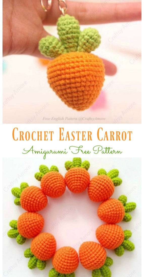 crochet easter carrot keychain