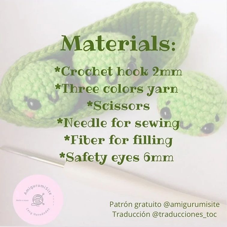 Crochet pattern for beans, peas and bean pods