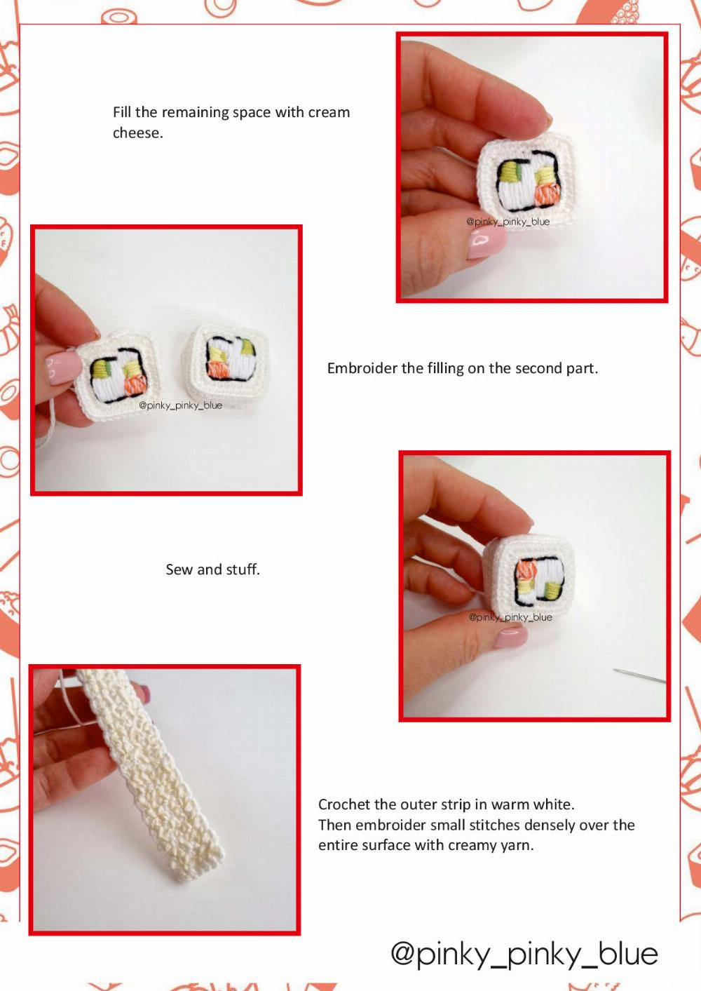 crochet pattern sushi set