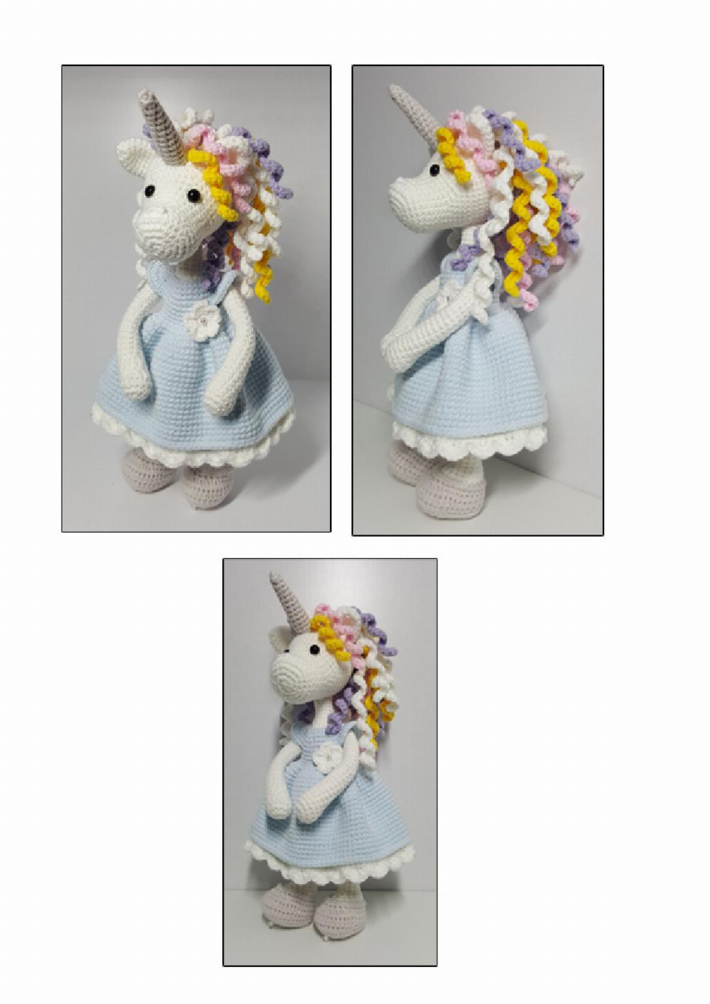 crochet pattern unicorn wearing a dress