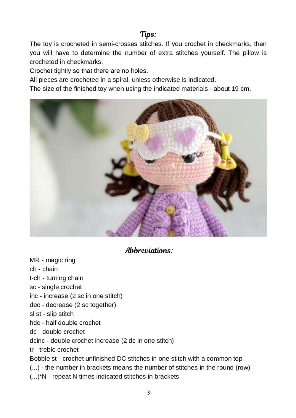 crochet toy pattern doll sonya