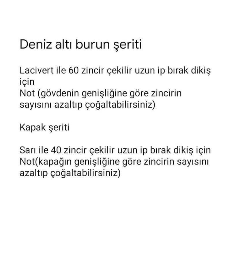 denizaltı tığ işi modeli