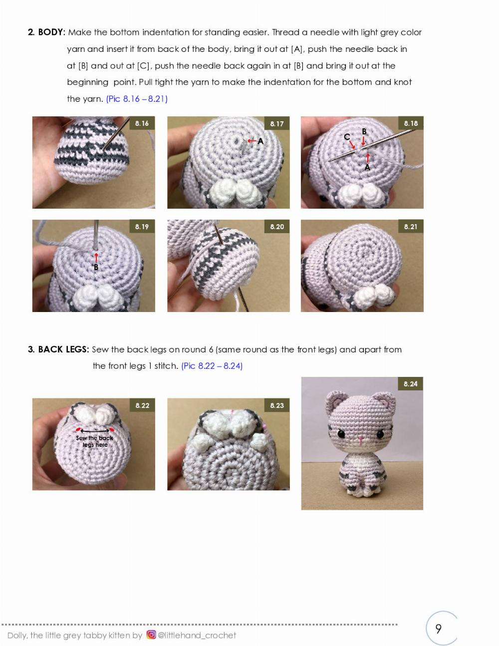 dolly the little grey tabby kitten crochet pattern