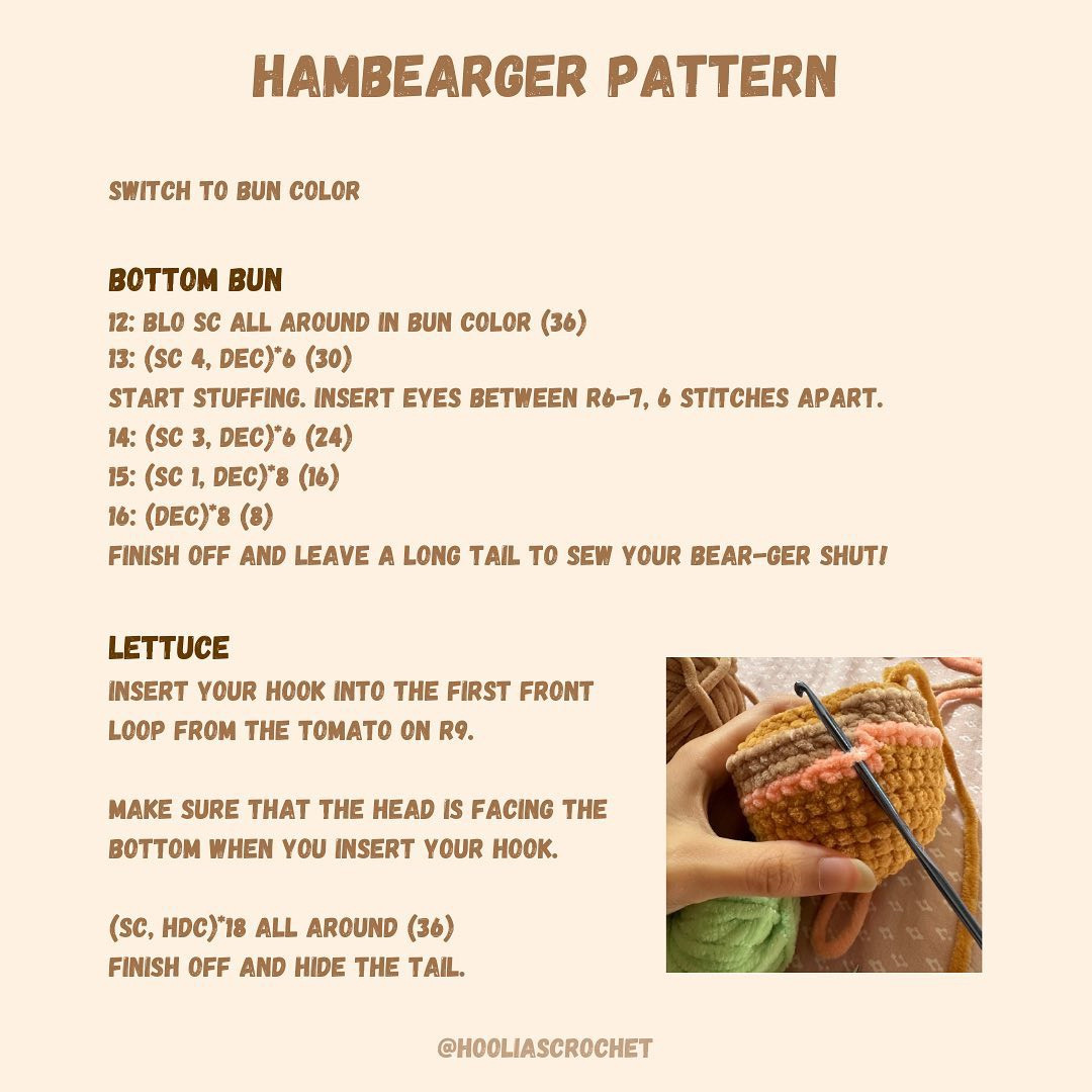 free pattern beary hungry, hambearger
