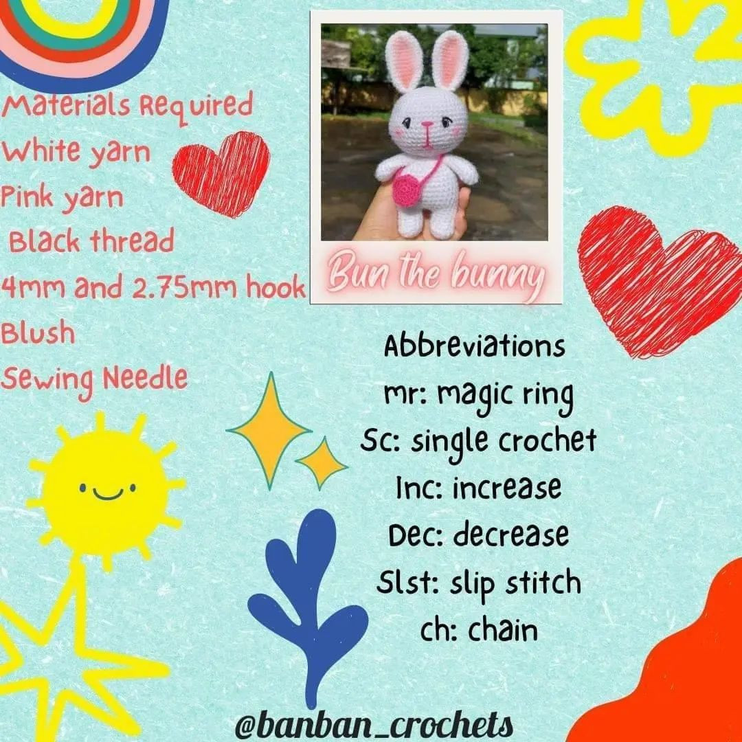 free pattern bun the bunny went to school