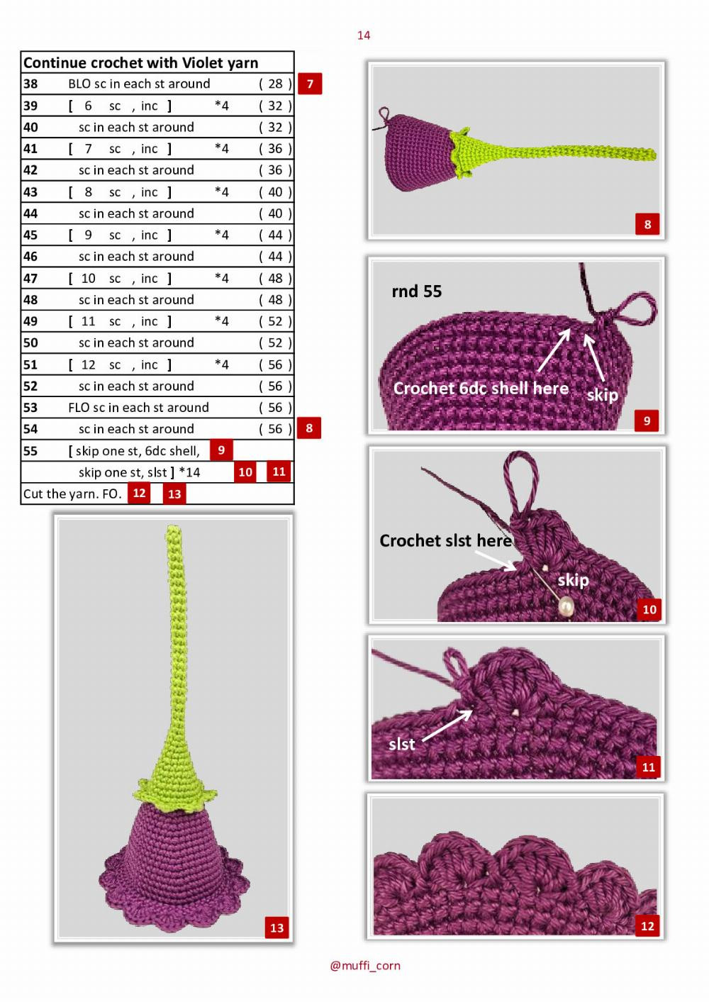 Gnomes with campanulas crochet pattern