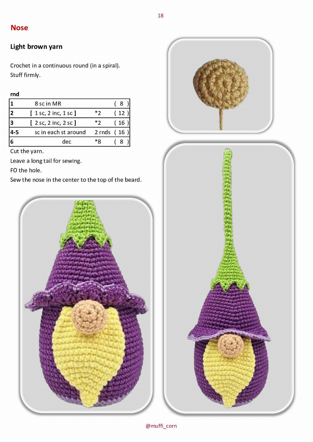 Gnomes with campanulas crochet pattern