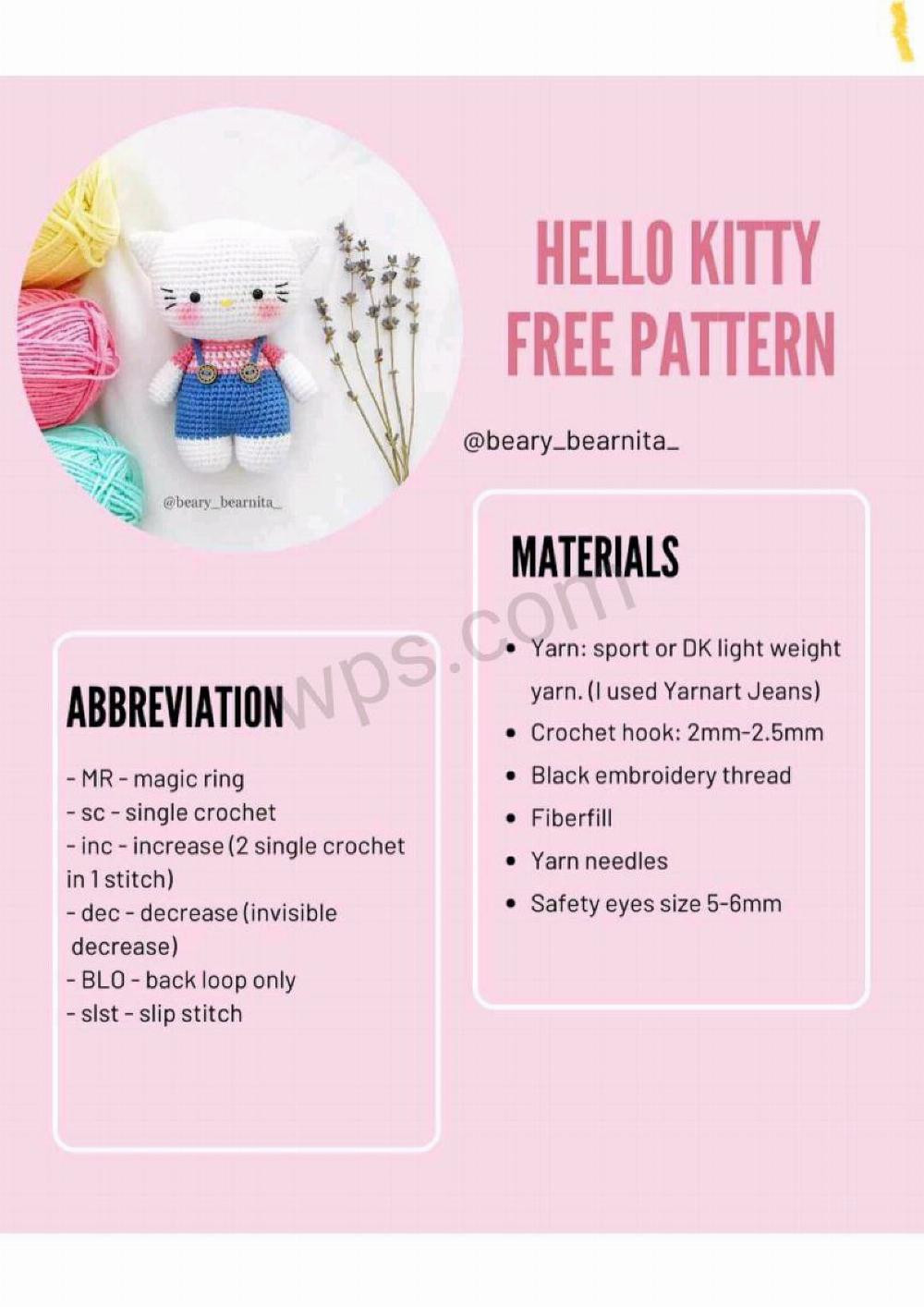 hello kitty free pattern