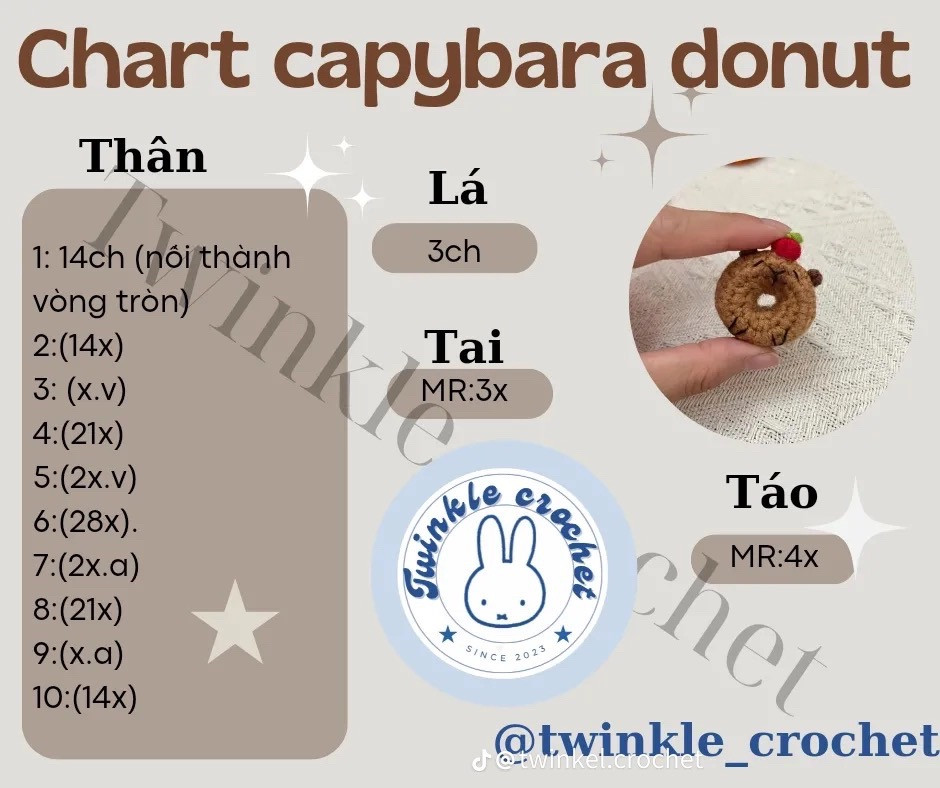 hướng dẫn móc len chart capybara donut