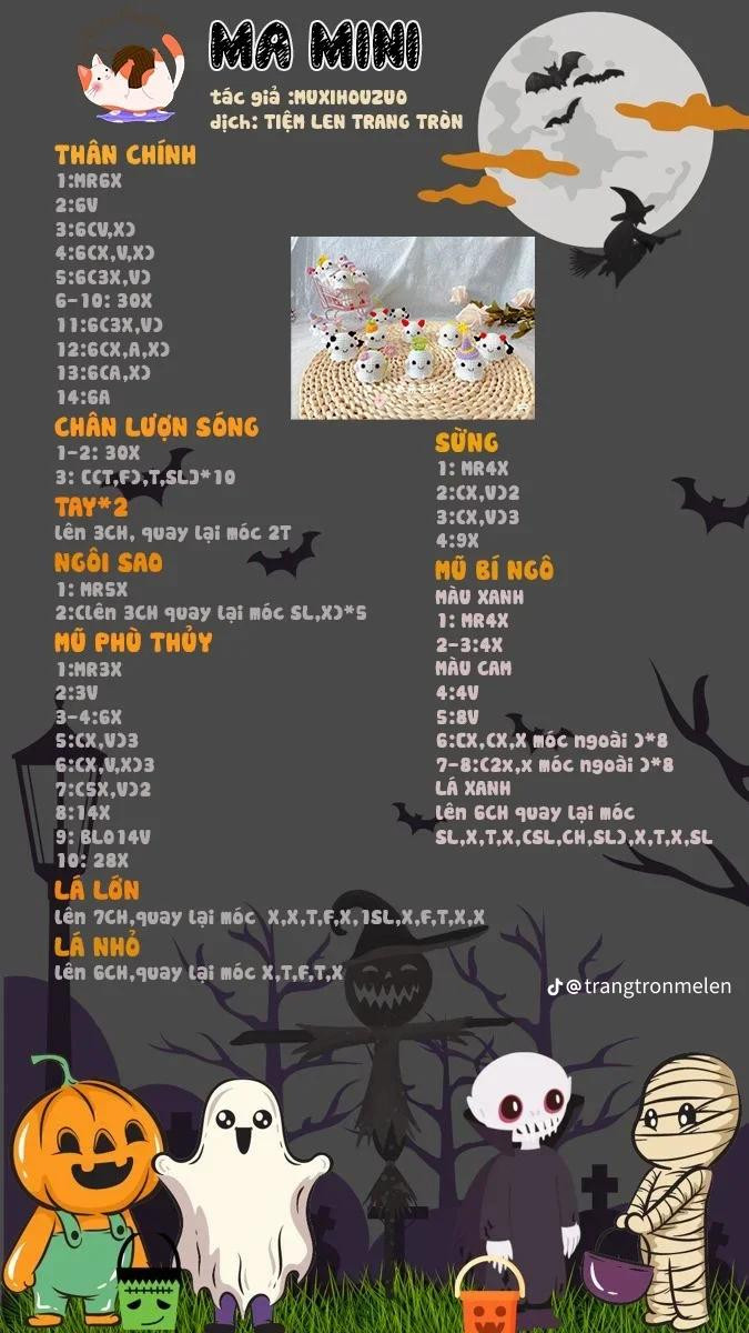 hướng dẫn móc len chart ma halloween