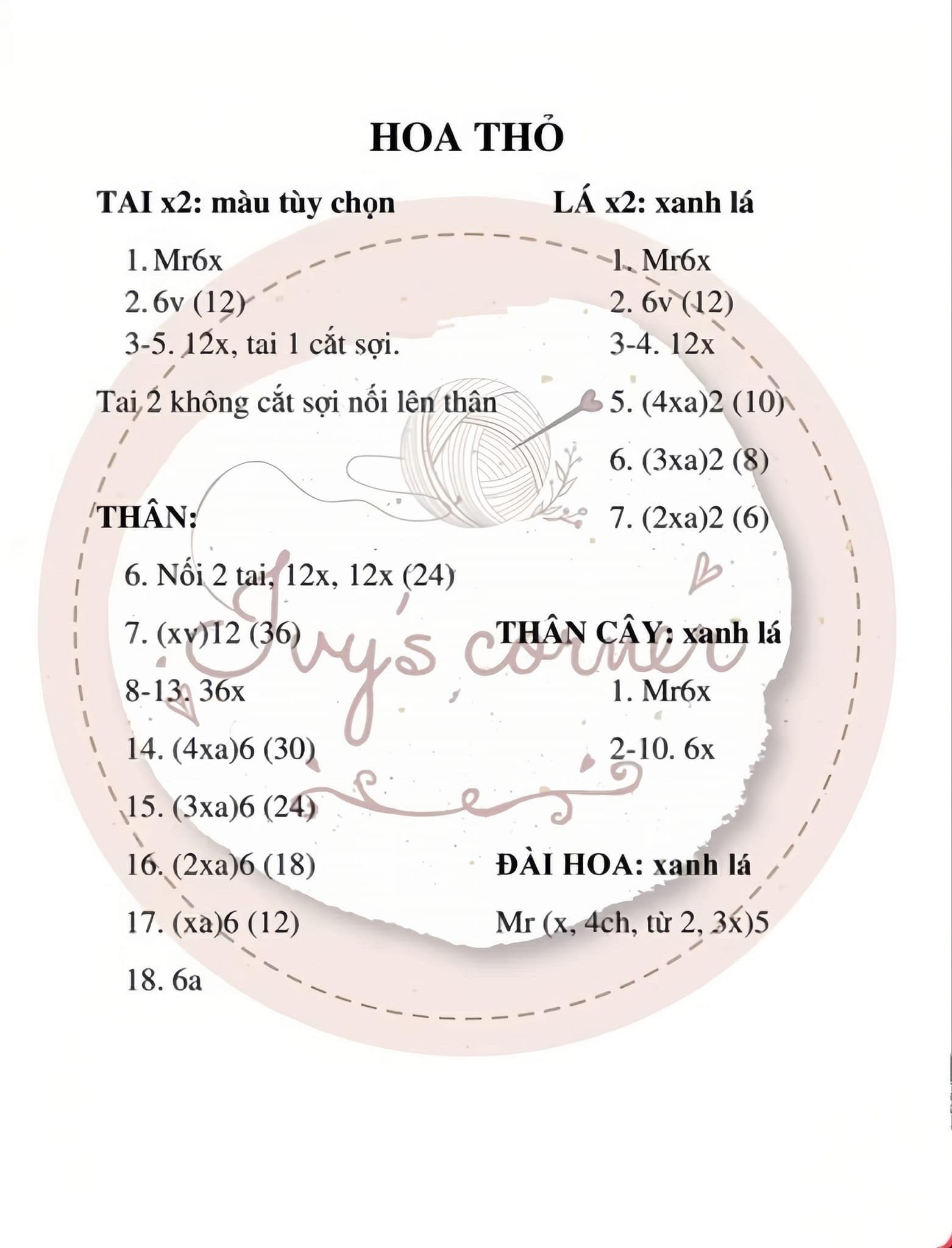 Hướng dẫn móc len Hoa thỏ