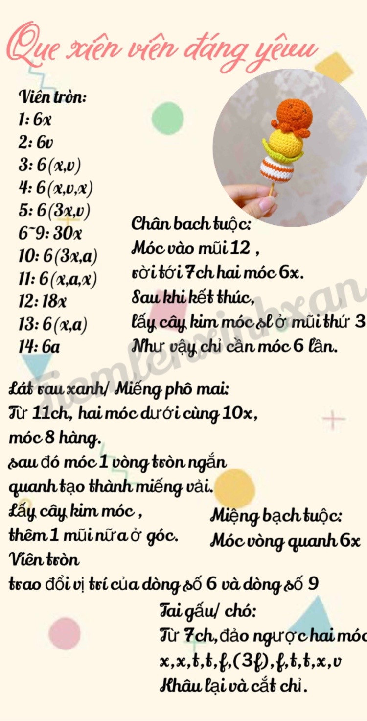 hướng dẫn móc len que xien viên đáng yêu