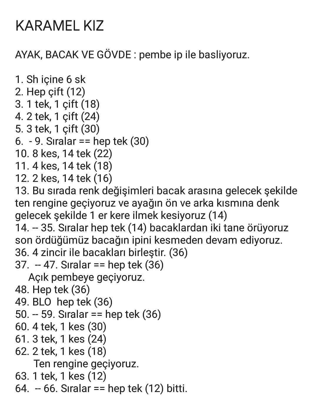 Kahverengi saçlı ve pembe elbiseli bebek için tığ işi modeli.