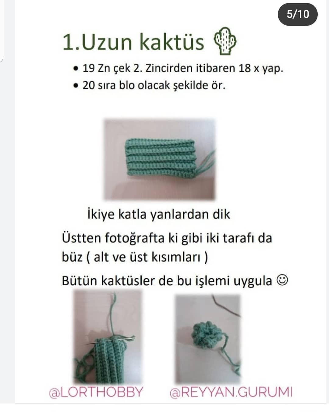 Kaktüs tığ işi modeli, pembe çiçekler,