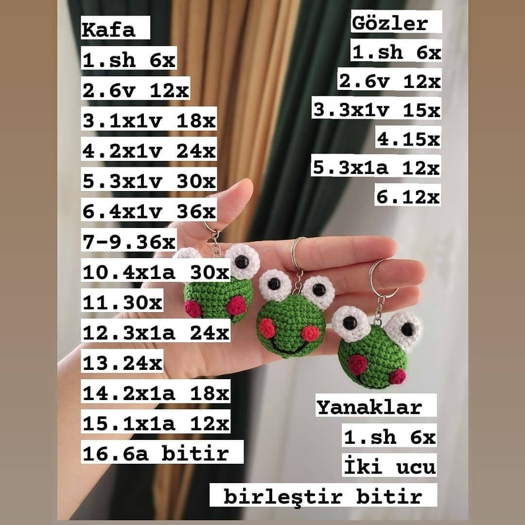 kurbağa kafalı anahtarlık tığ işi modeli