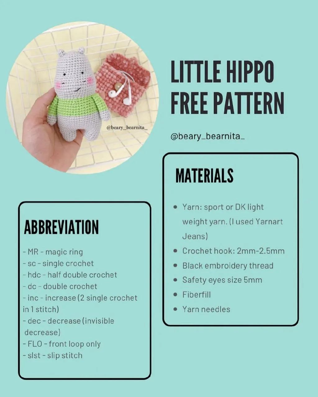 little hippo free pattern