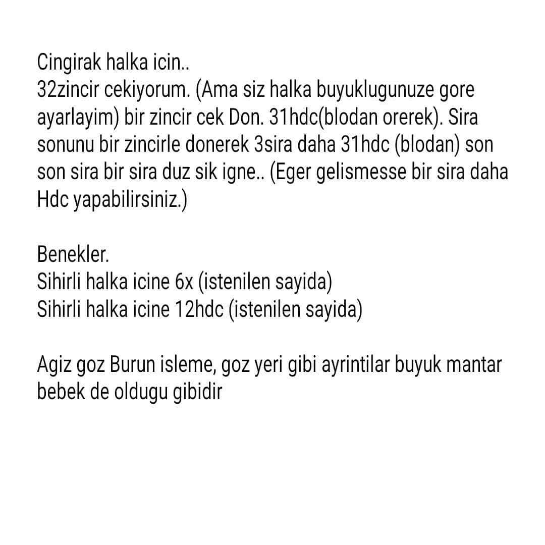 Mantar bebek çıngırak tığ işi modeli.