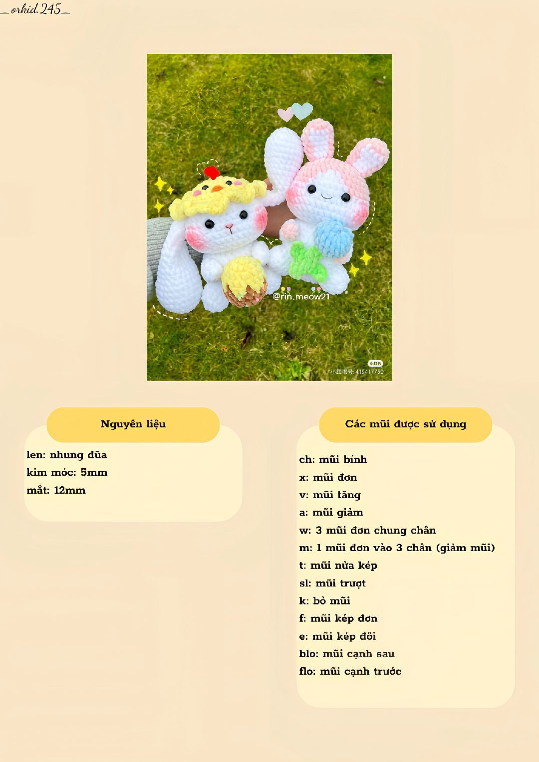 Mẫu móc 2in1 - Hopper và Chippi the Easter Bunny, mẫu móc phục sinh, chú thỏ hoa tulip, đồ chơi mềm, dễ thương