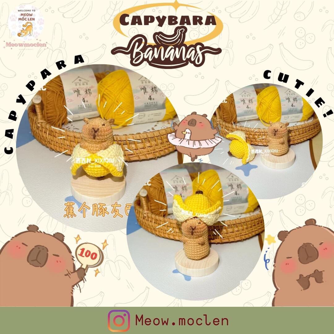 mẫu móc len capybara bananas