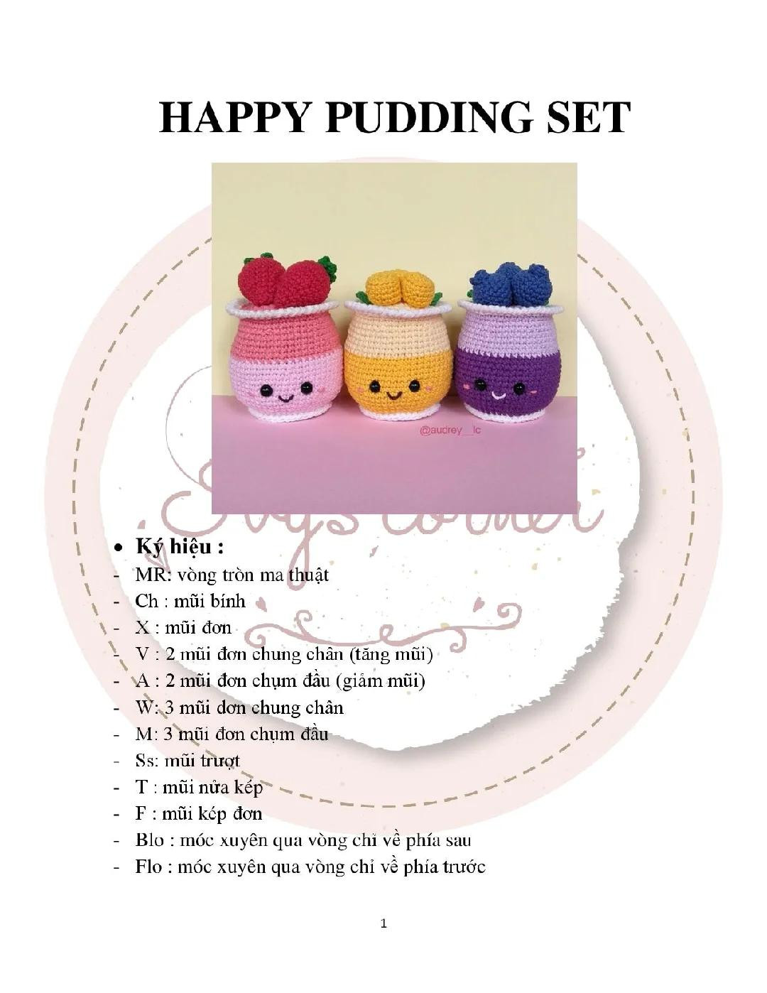 mẫu móc len happy pudding set